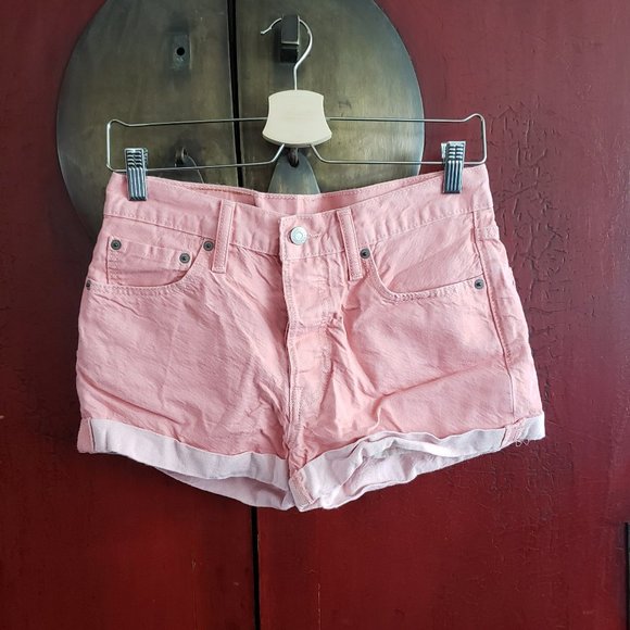 Levi’s 501 Pink Denim Mid Rise Shorts - Picture 1 of 13